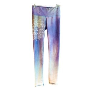 💕🧘‍♂️FAY WITH LOVE SMALL PURPLE WHITE MANDALA YOGA LEGGINS POLYESTER💕🧘🏼‍♀️